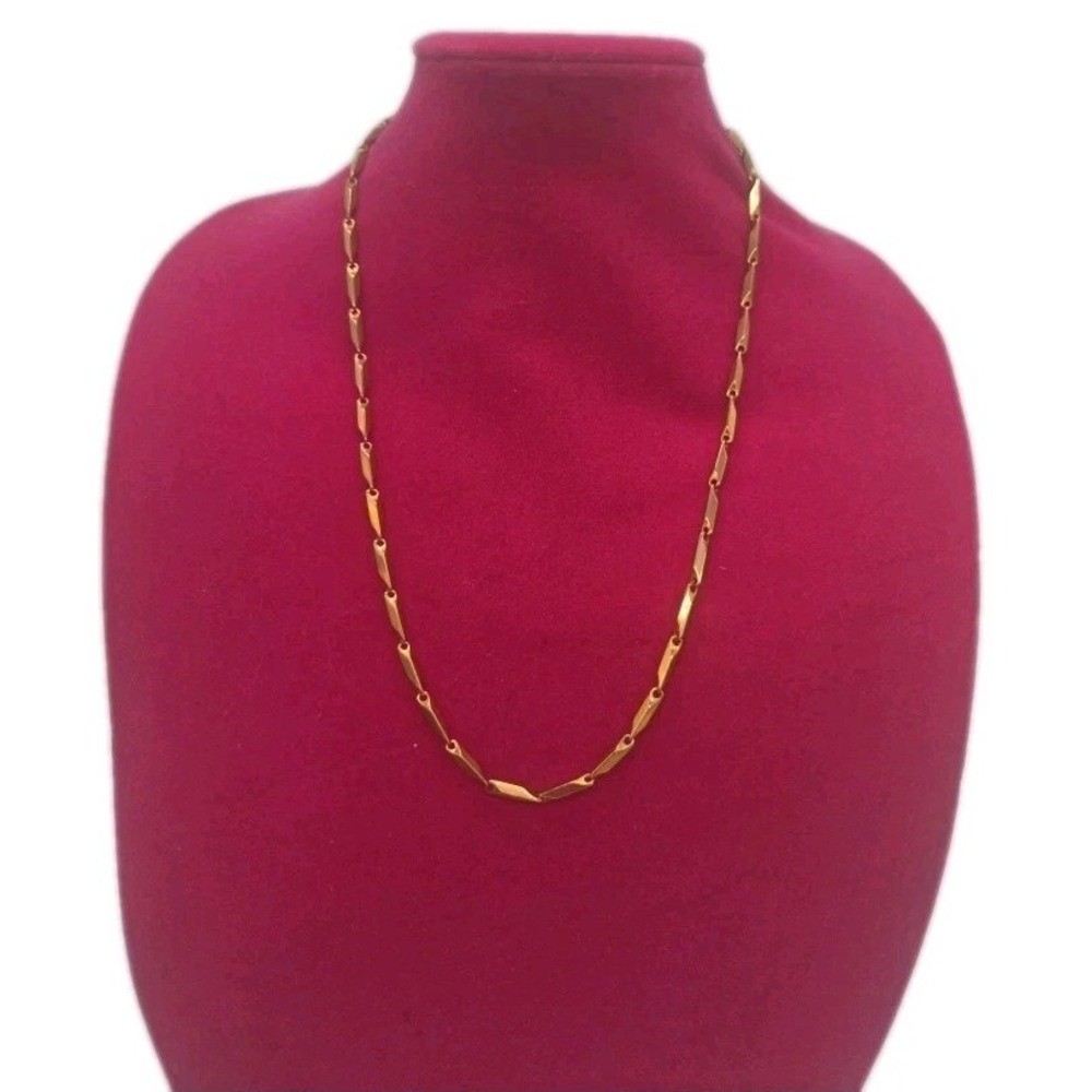 Stainless steel 24" chain necklace with a rhombus or Rice Grain link design Gold
